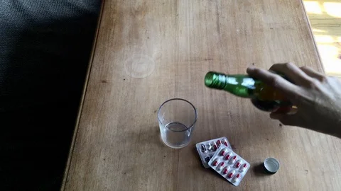 Antidepressants and alcohol Stock Footage 129082072