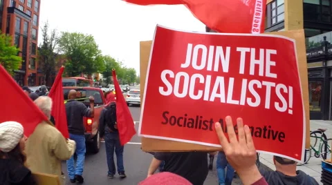 Antifa marches through the streets Stock Footage 62761739