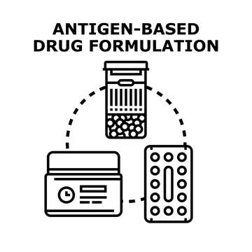 Antigen based drug formulation developing medical pharmaceutical treatment Stock Illustration