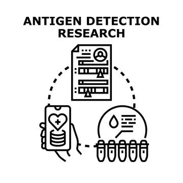 Antigen detection research process with medical testing data Illustrazione stock