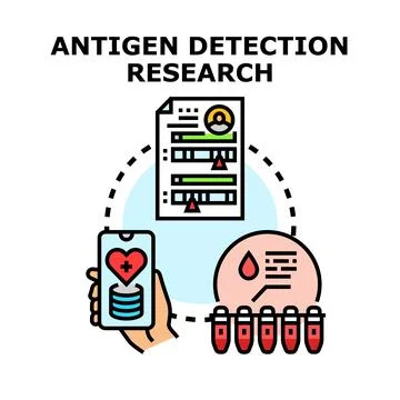Antigen detection research process with medical testing data Illustrazione stock
