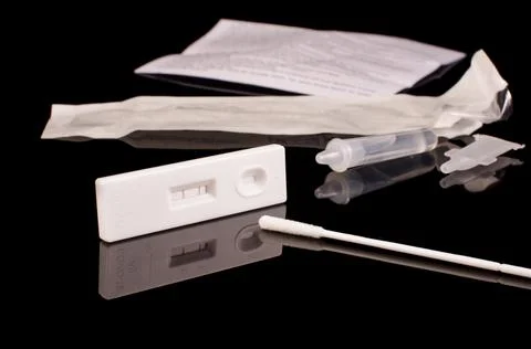 Antigen test kit isolated on the black 스톡 사진