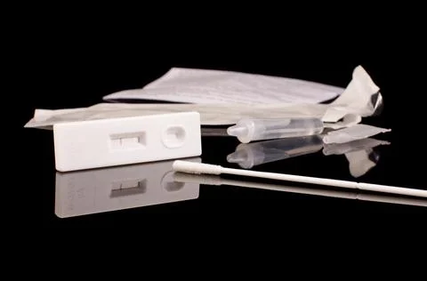 Antigen test kit isolated on the black Stock Photos