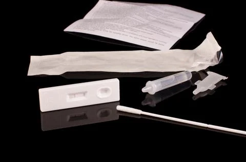 Antigen test kit isolated on the black Foto stock
