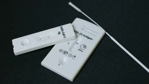 Antigenic fast covid19 test sars-cov-2 infection,pandemic disease screening Stock Footage 168650476