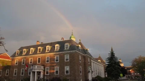 ANTIGONISH, CANADA - JUNE 26, 2016- Rainbow Timelapse at sunset Stock Footage 75644891