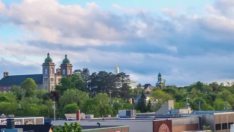 ANTIGONISH, CANADA - JUNE 8, 2016- Antigonish, Nova Scotia Skyline (closer) Stock Footage 76922903