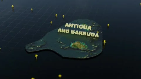 Antigua and Barbuda 3D Map With Animation Stock Footage 301940409