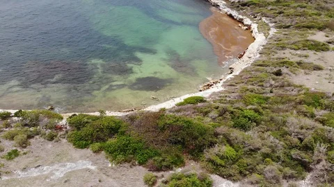 Antigua and Barbuda bay devil's bridge area aerial drone colored nature island Stock Footage 111308773