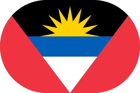 Antigua and Barbuda flag in flat oval design Illustrazione stock