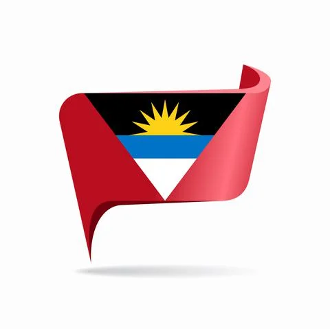 Antigua and Barbuda flag map pointer layout. Vector illustration. Stock Illustration