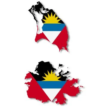 Antigua and Barbuda flag map 3d illustration with clipping path Stock Illustration