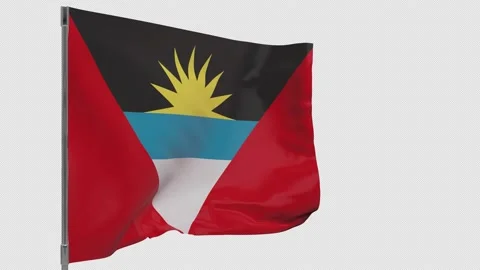 Antigua and Barbuda flag on pole Stock Footage 147560733