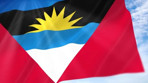 Antigua and Barbuda Flag Seamless Loop 4k 60fps on Sky Background Stock Footage 341680764