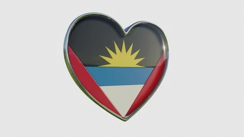 Antigua and Barbuda Flag in the Shape of 3D Heart. Stock Footage 139684867