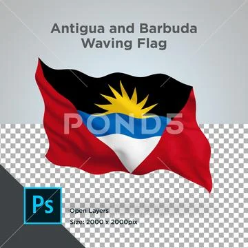Antigua and barbuda flag wave design Modello PSD
