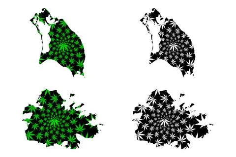 Antigua and Barbuda - map is designed cannabis leaf Stock Illustration