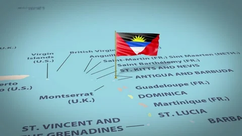 Antigua And Barbuda Map Flag 4K Loop Vídeos de archivo 315829170