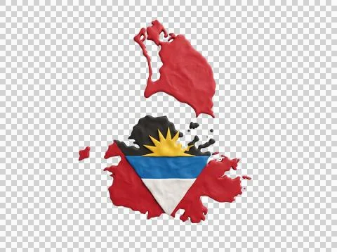 Antigua and Barbuda map flag clay textured design asset. Stock Illustration
