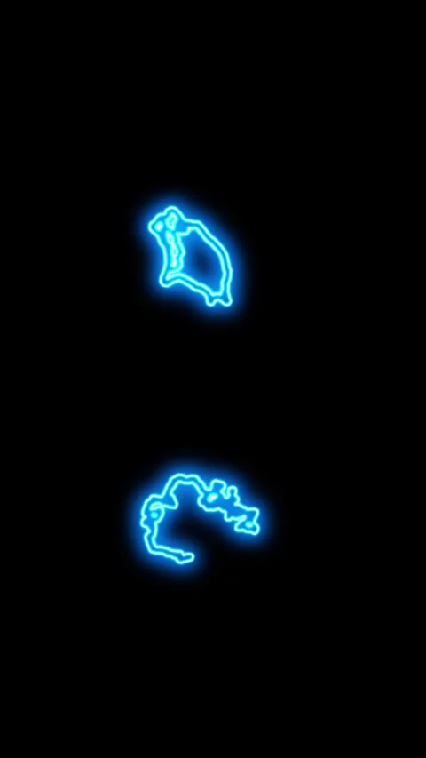 Antigua and Barbuda Map Outline Neon Lights Stock Footage 333055754