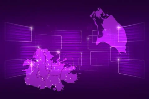 Antigua and barbuda map world map news communication purple Stock-Illustration