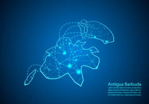 Antigua Barbuda map with nodes linked by lines. concept of global communicati Stock Illustration