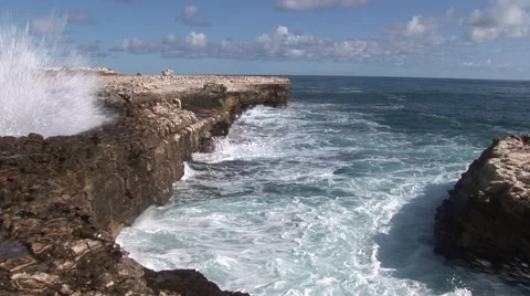 Antigua Devil Bridge Cliff Stock Footage 1784889