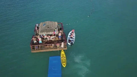 Antigua Tiki Bar Floating Stock Footage