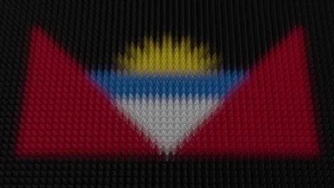 Antiguan Flag Light Shining on Scrolling Bullets Stock Footage 281126421
