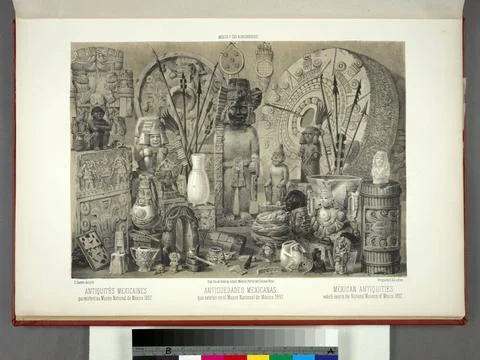 Antigüedades mexicanas, que existen en el Museo Nacional de MÃ xico, 1857 . Stock Photos