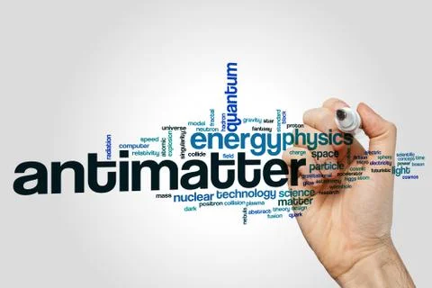 Antimatter word cloud concept on grey background Foto stock