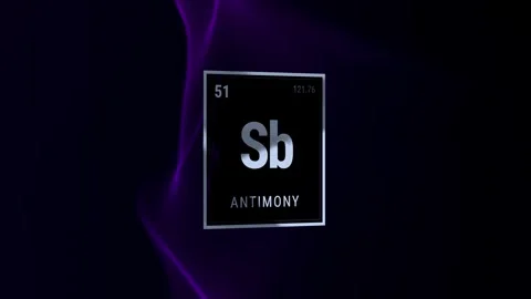 Antimony chemical element periodic table tile on dark background Video stock 335881260