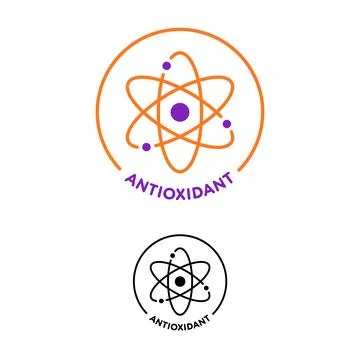 Antioxidant Vector Icon Set with Atom and Molecular Science Symbol 스톡 일러스트
