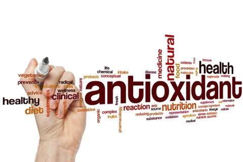 Antioxidant word cloud 스톡 사진
