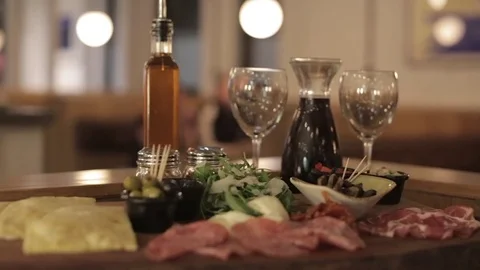 Antipasti Sharing Platter Stock Footage 77034105