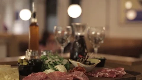 Antipasti Sharing Platter Stock Footage 77034246