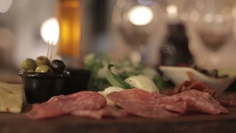 Antipasti Sharing Platter Stock Footage 77034358