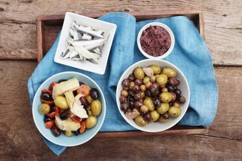 Antipasto selection Stock Photos