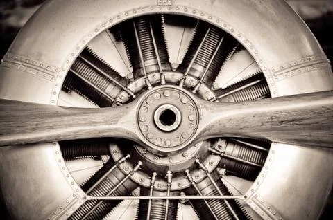 Antique aircraft engine Stock Photos