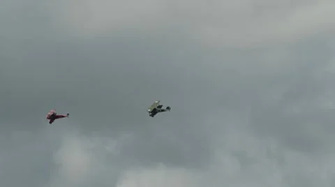 Antique airplanes in flight Stock Footage 10828531