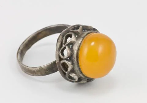 Antique amber ring Stock Photos