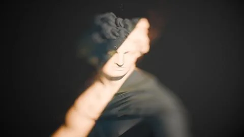 Antique Apollo bust in soft focus, golden sunlight on its face with ethereal 스톡 일러스트