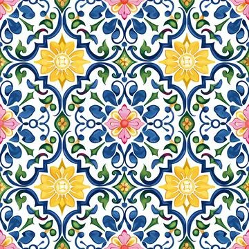 Antique Arabesque Ornament Seamless Pattern, Vintage Charm Seamless Pattern, Stock Illustration