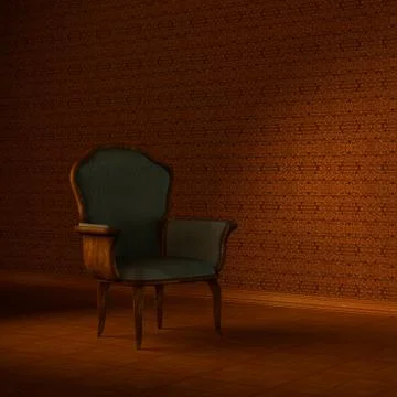 Antique armchair in the empty room. Stock-Illustration