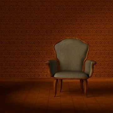 Antique armchair in the empty room. Stock-Illustration