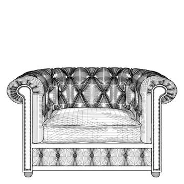 Antique Armchair Vector Stock Illustration