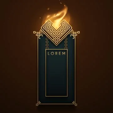 Antique banner template with flame Stock Illustration