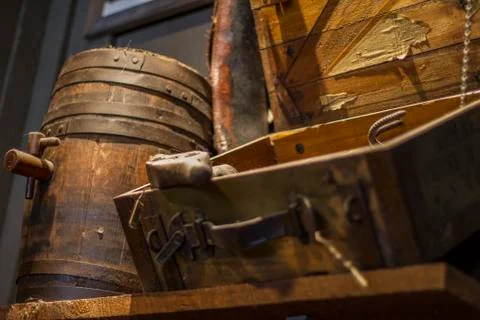 Antique Baskets and Box Stock Photos