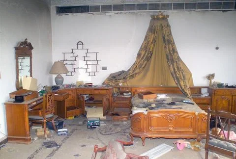 Antique bedroom furniture in one of Saddam Hussein's palaces - 2003 Stock Photos