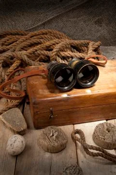 Antique binoculars Stock Photos